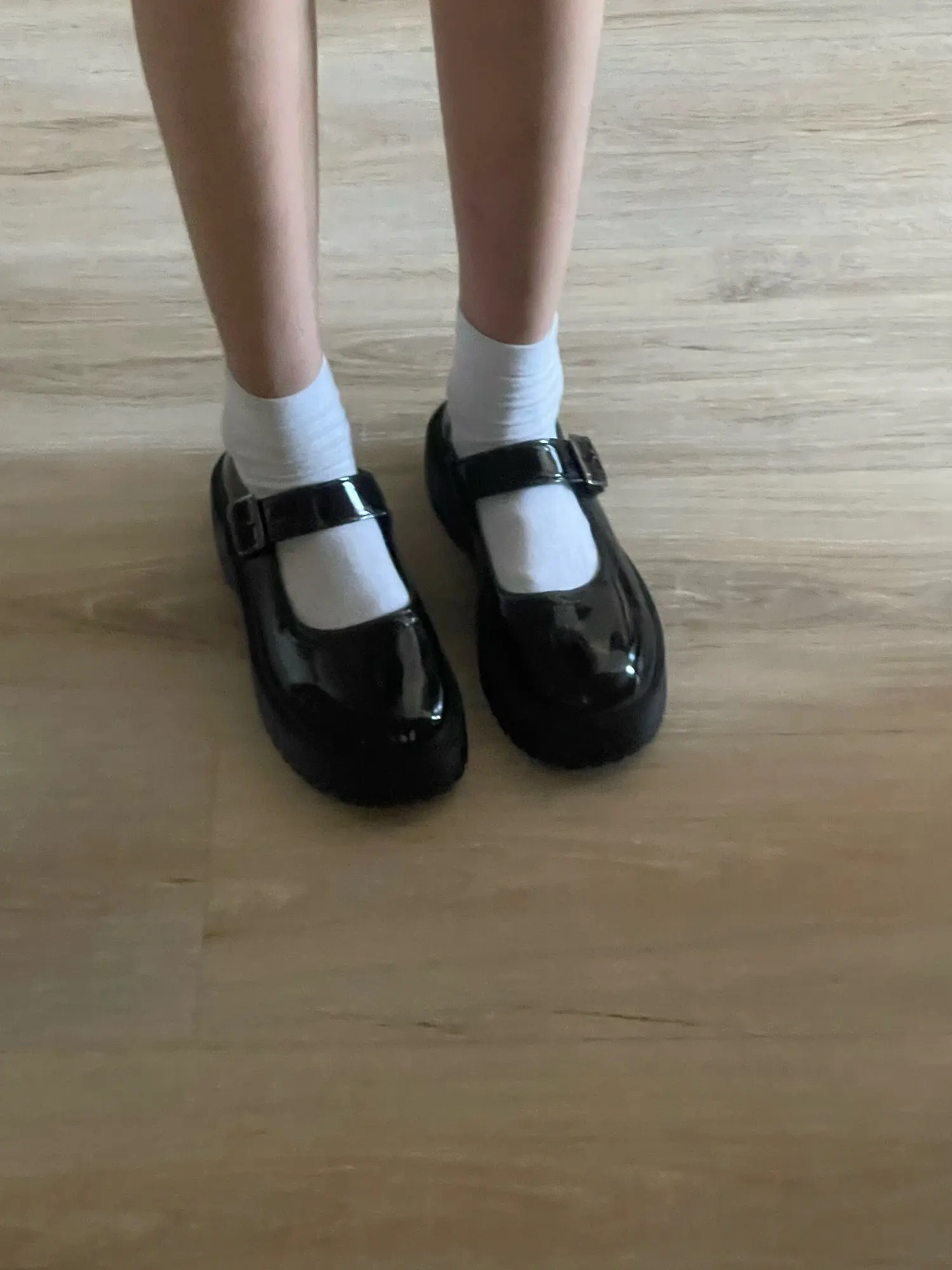 Akademische Lolita Schwarze PU-Lederschuhe mit runder Spitze