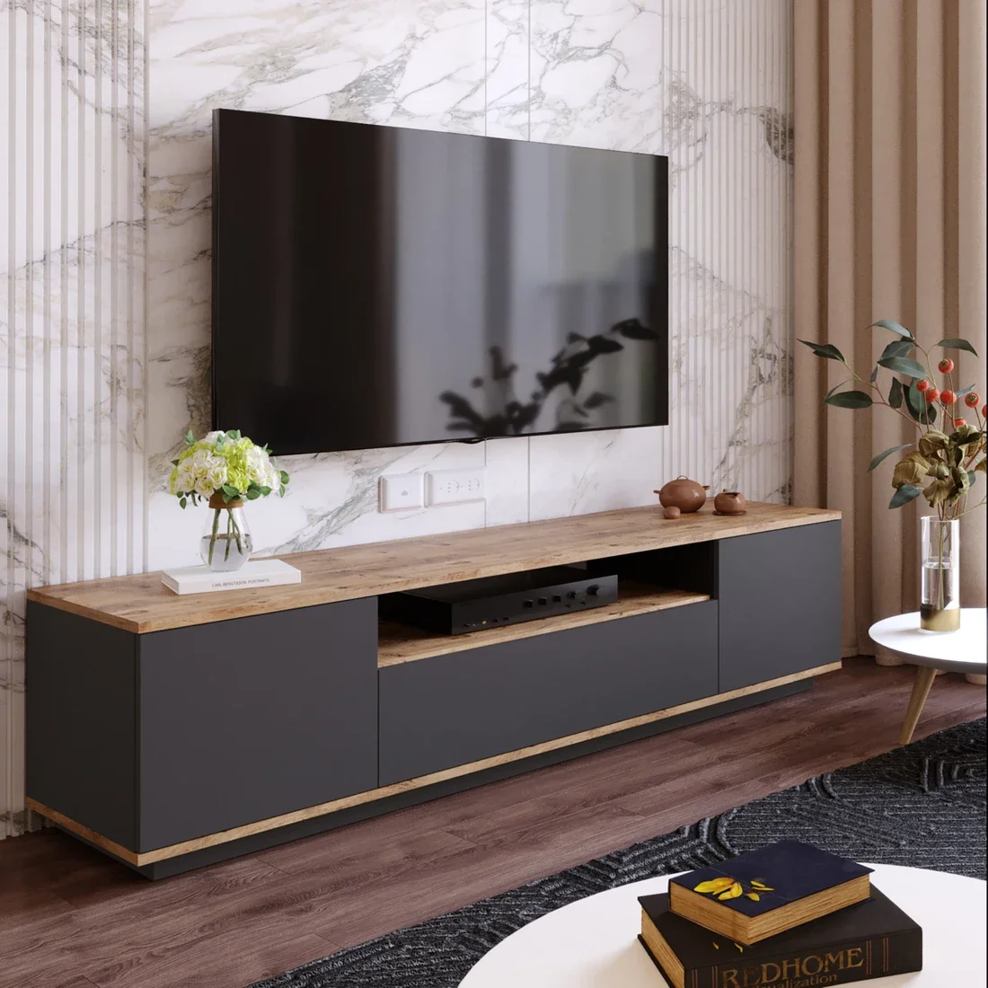 Ubbu Home Tv Unitv Redplay Express Meubles Mobili Tv Mobile Soggiorno Mensola Moderna Noce
