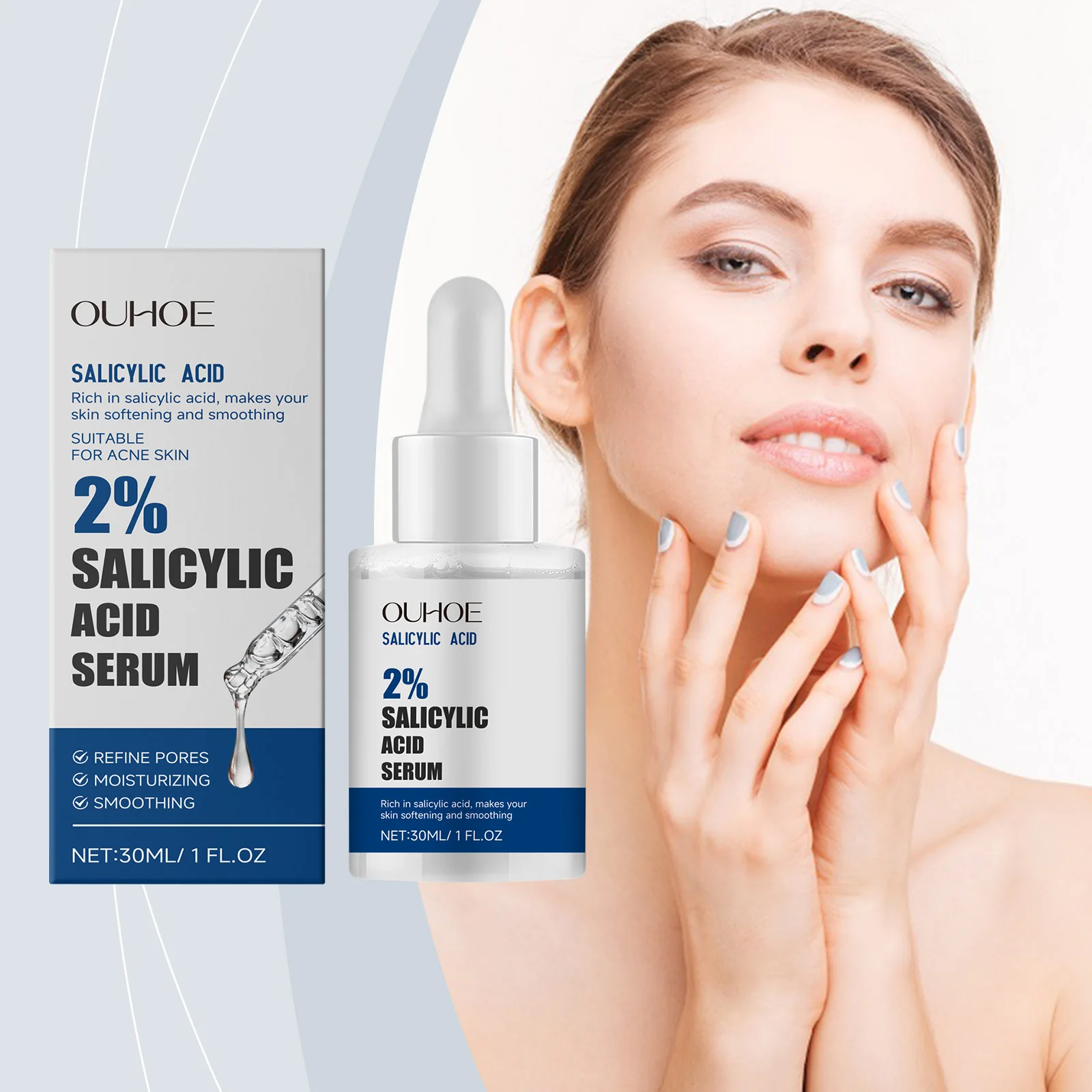 Ouhoe 30ml Acne Remove Serum Nourish Facial Skin Tighten Pores Hydrating 2% Salicylic Acid Delicate Pore Facial Essence