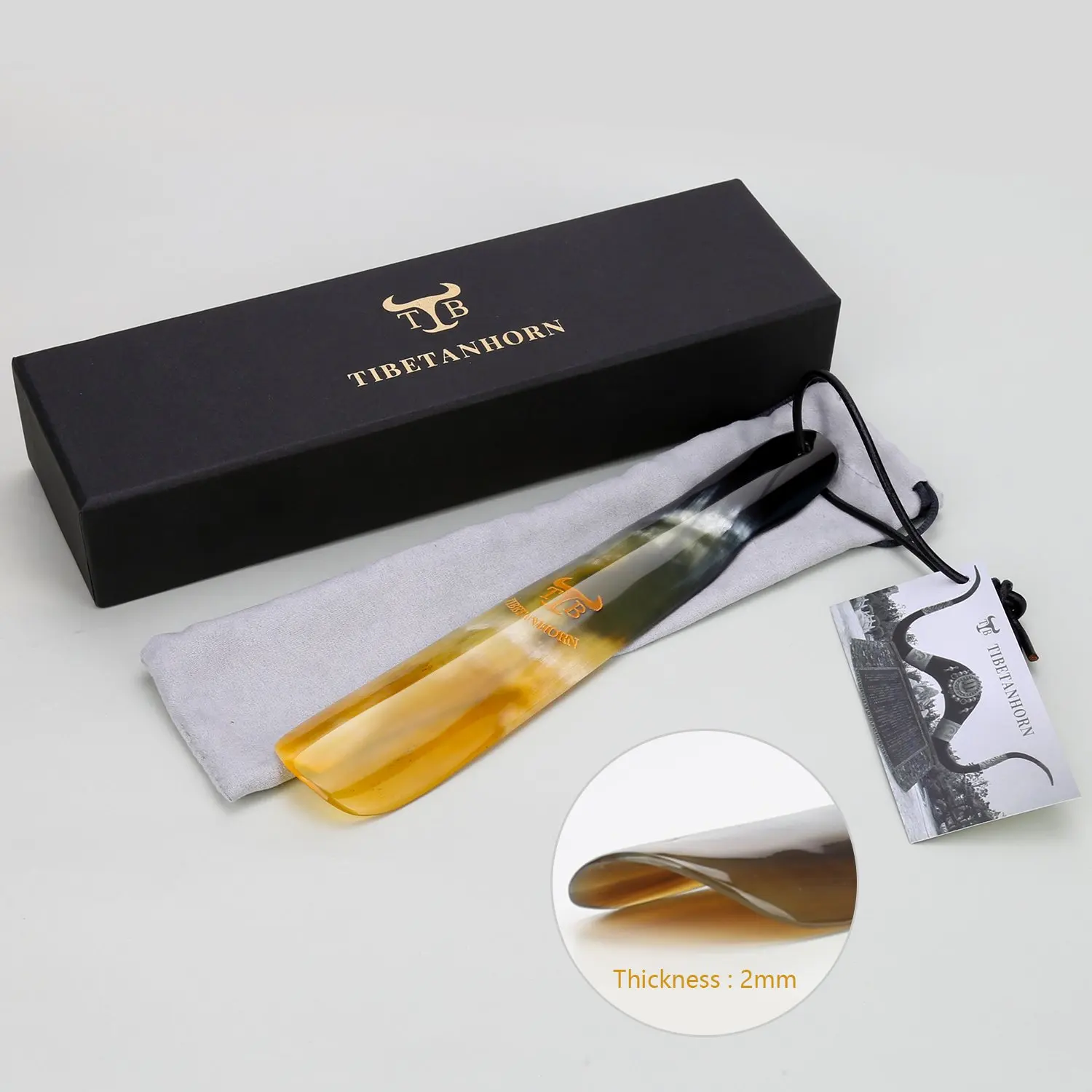 Natural Tibetan Yak Horn Shoe Horn - Handcrafted, 8.7" to 9.4", Portable Travel Size, Perfect for Men, Women, or Kids, Durable a 4