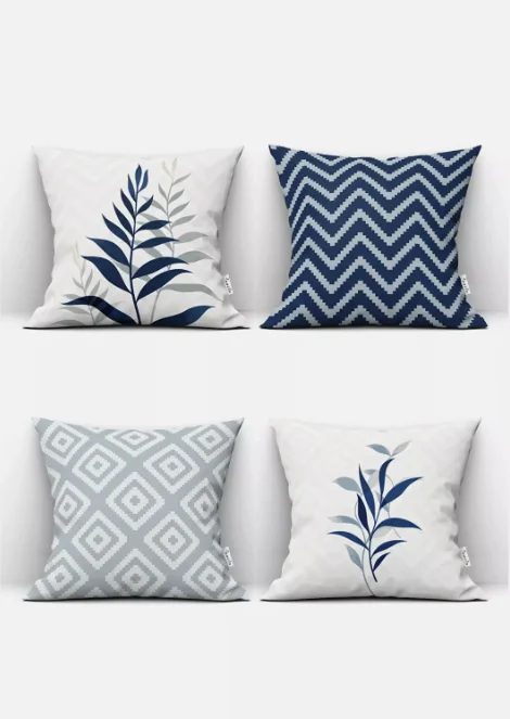 Set of 4 Babyface Throw Pillow Case with Double-Sided Hidden Zipper
