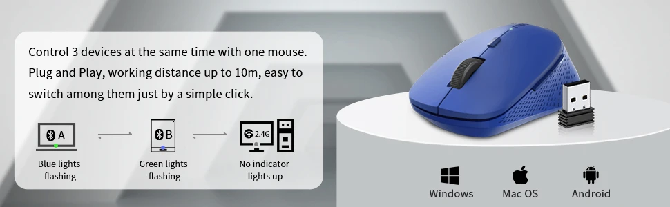 multi-modo silencioso mouse óptico bluetooth mouse para