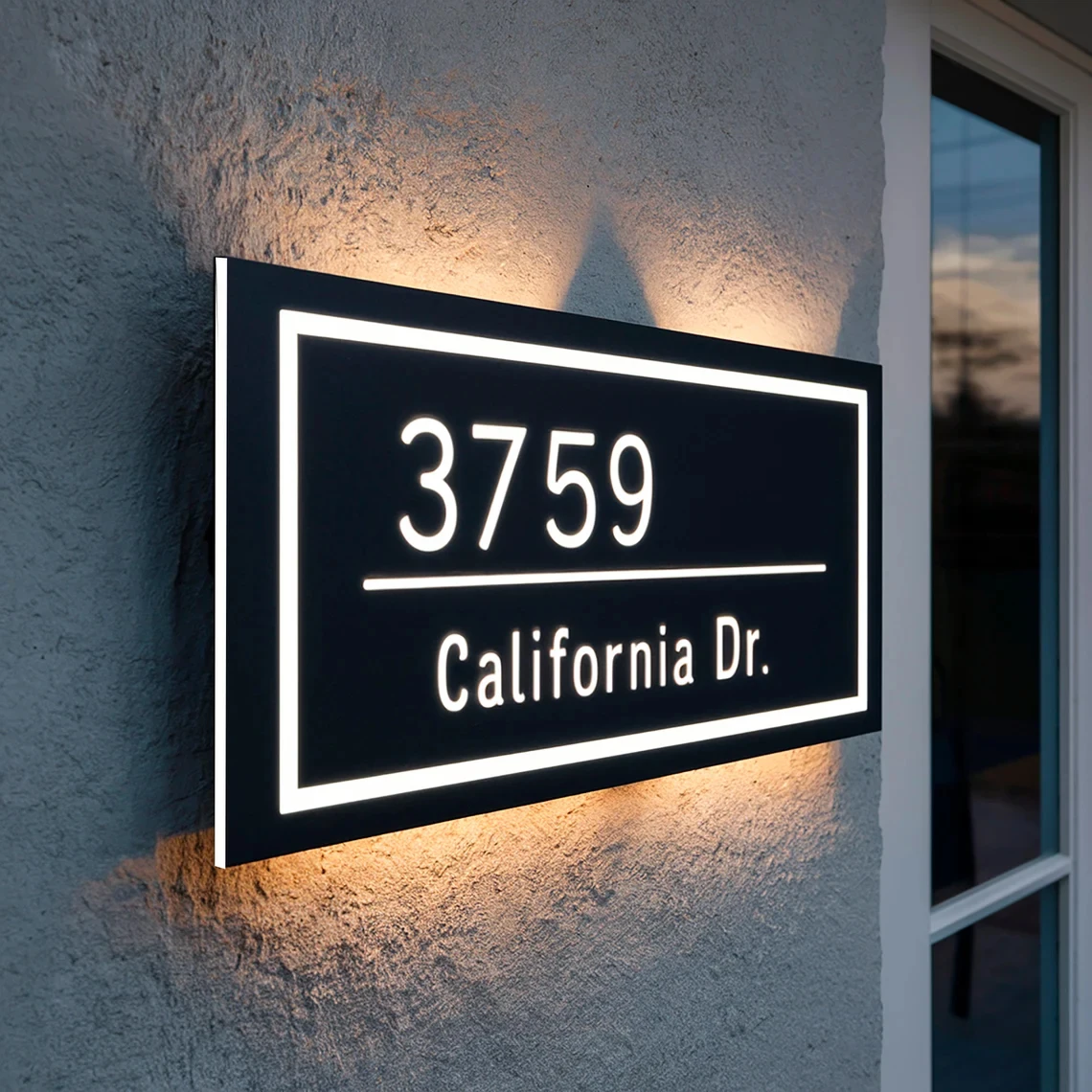 House Number Sign Backlit Illuminated Address Plaque Personalized House Sign