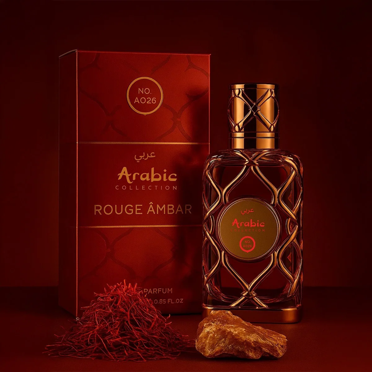 Perfume Árabe Compartilhável Rouge Âmbar A026 – 25ml – Âmbar Amadeirado 2