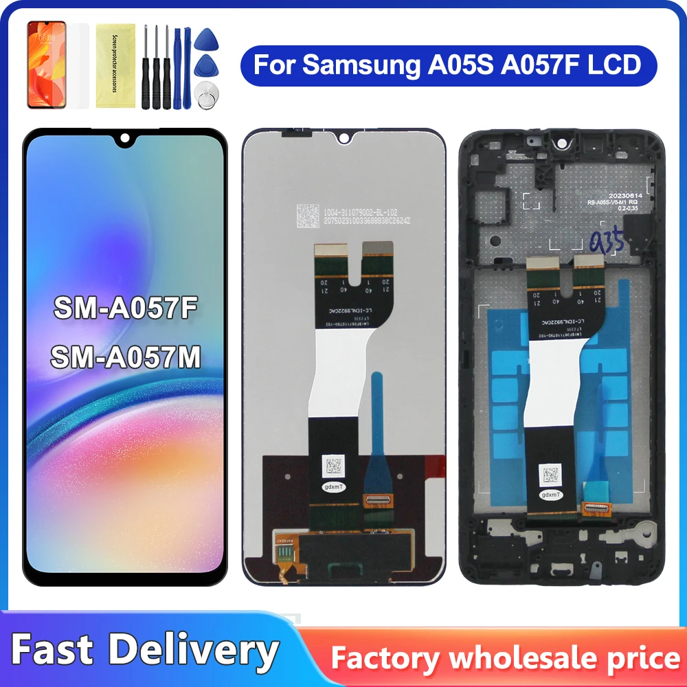 Testato Per Samsung A05S Display Touch Screen Con Cornice Digitizer Assembly Per Samsung A05S A057 Sm-A057F Lcd