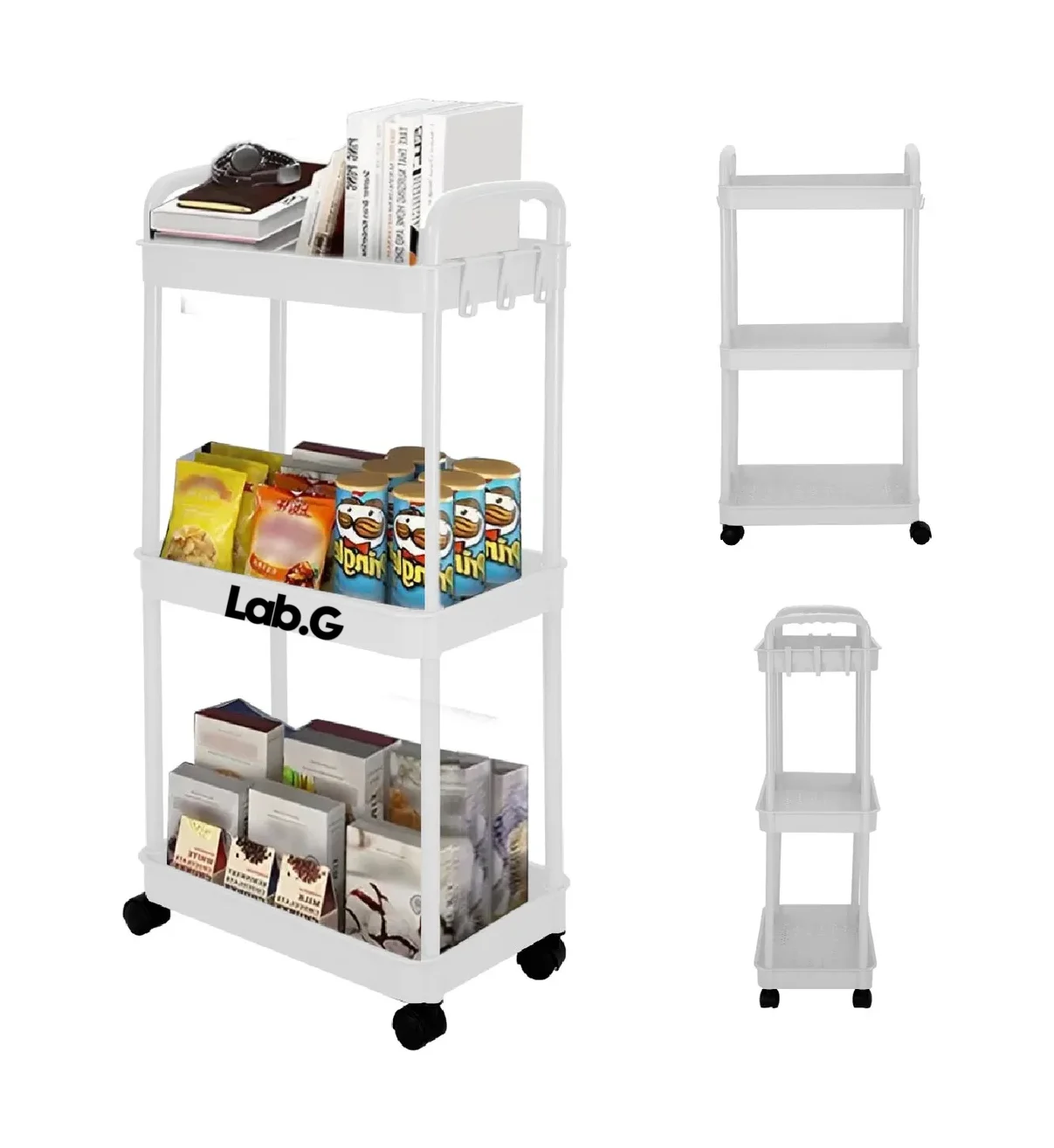 Carrito Auxiliar Organizador Multiusos Lab.G Almacenaje 3 Niveles Color Blanco