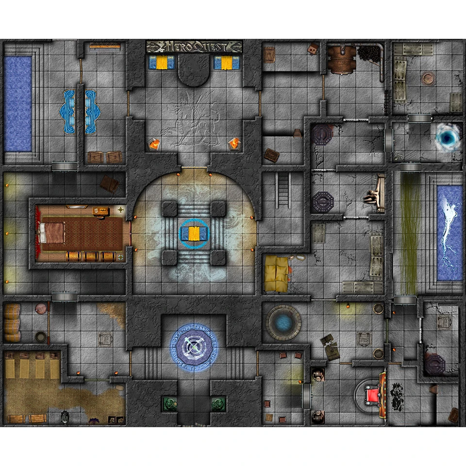 

Custom Big Playmat HeroQuest with Stitched Edges (Locked Edges Big Mousepad) Natural Rubber Board Games Pad 815X650MM