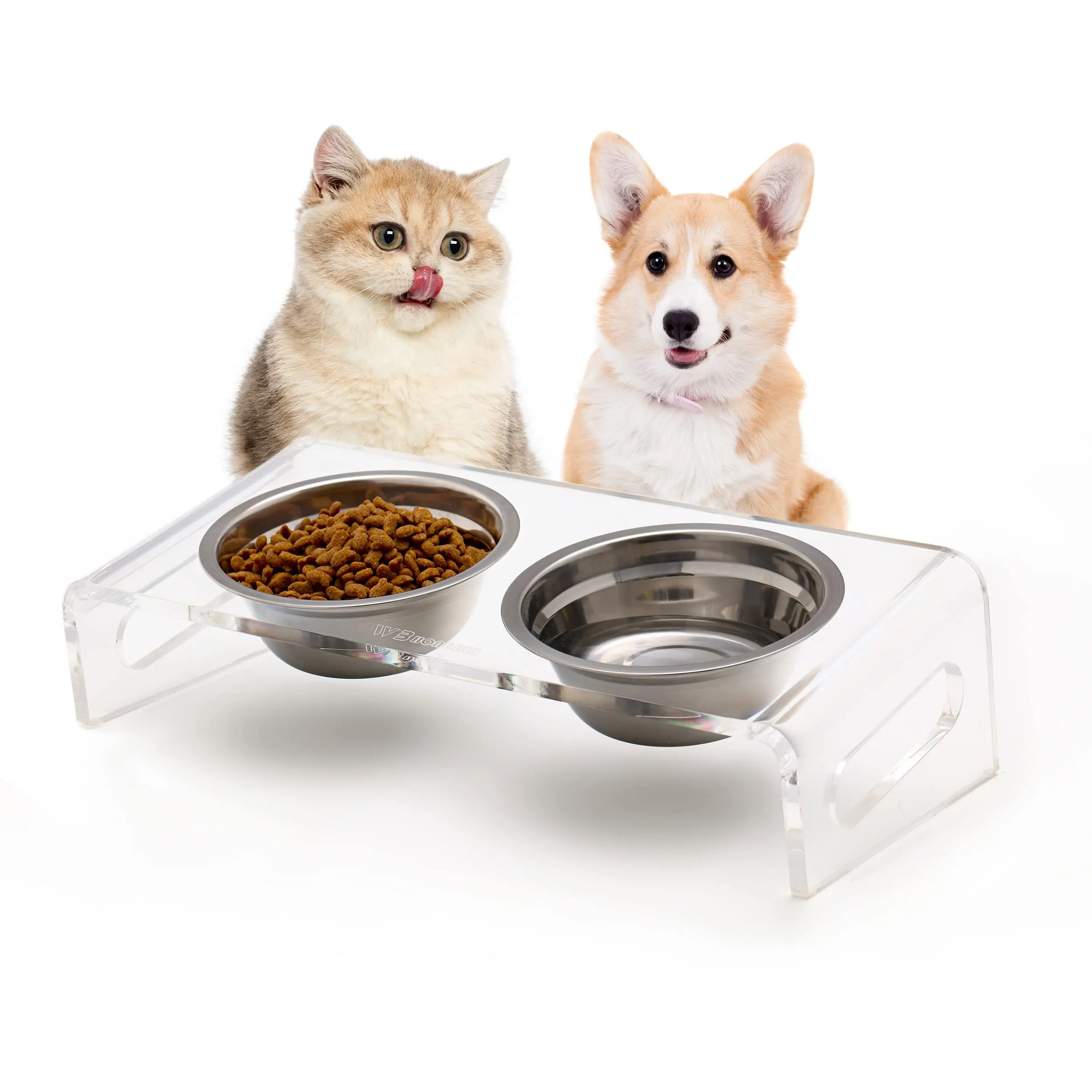 Acrylic Elevated Pet Stand for Cat and Dog with Bowls, Raised Food and Water  Bowls, Stand Feeder with Glass Bowl - AliExpress