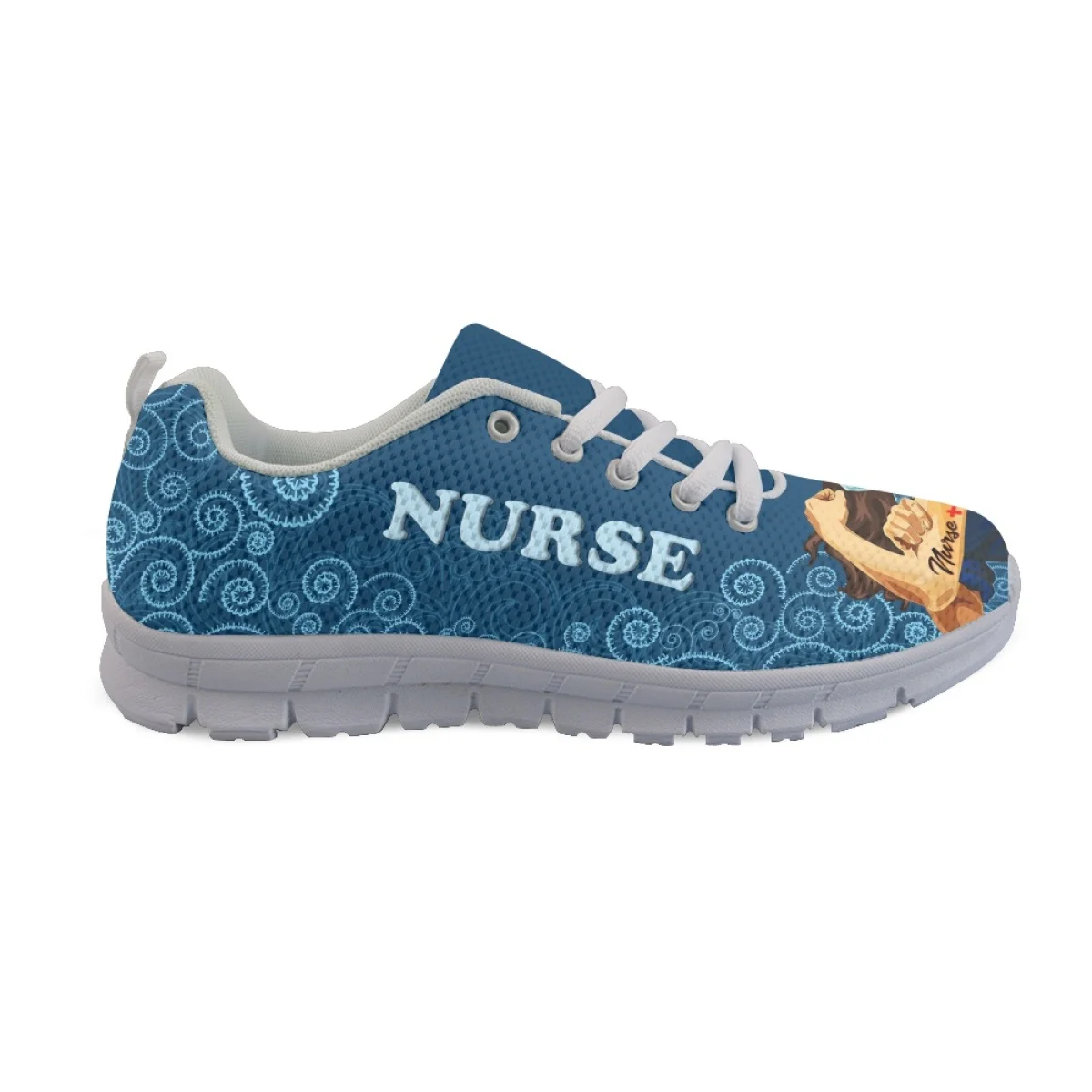 INSTANTARTS Female Nurse Shoes Lightweight Lace-up Sneakers Strong Nurse Girls Paisley Pattern Women's Sport Shoes Zapatos Mujer