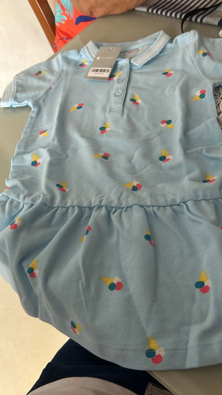 Little maven Kids Casual Clothes Summer Girls Short Sleeve Polo Dress Ruffled Hem Ice Cream Print Princess Dress Cotton photo review
