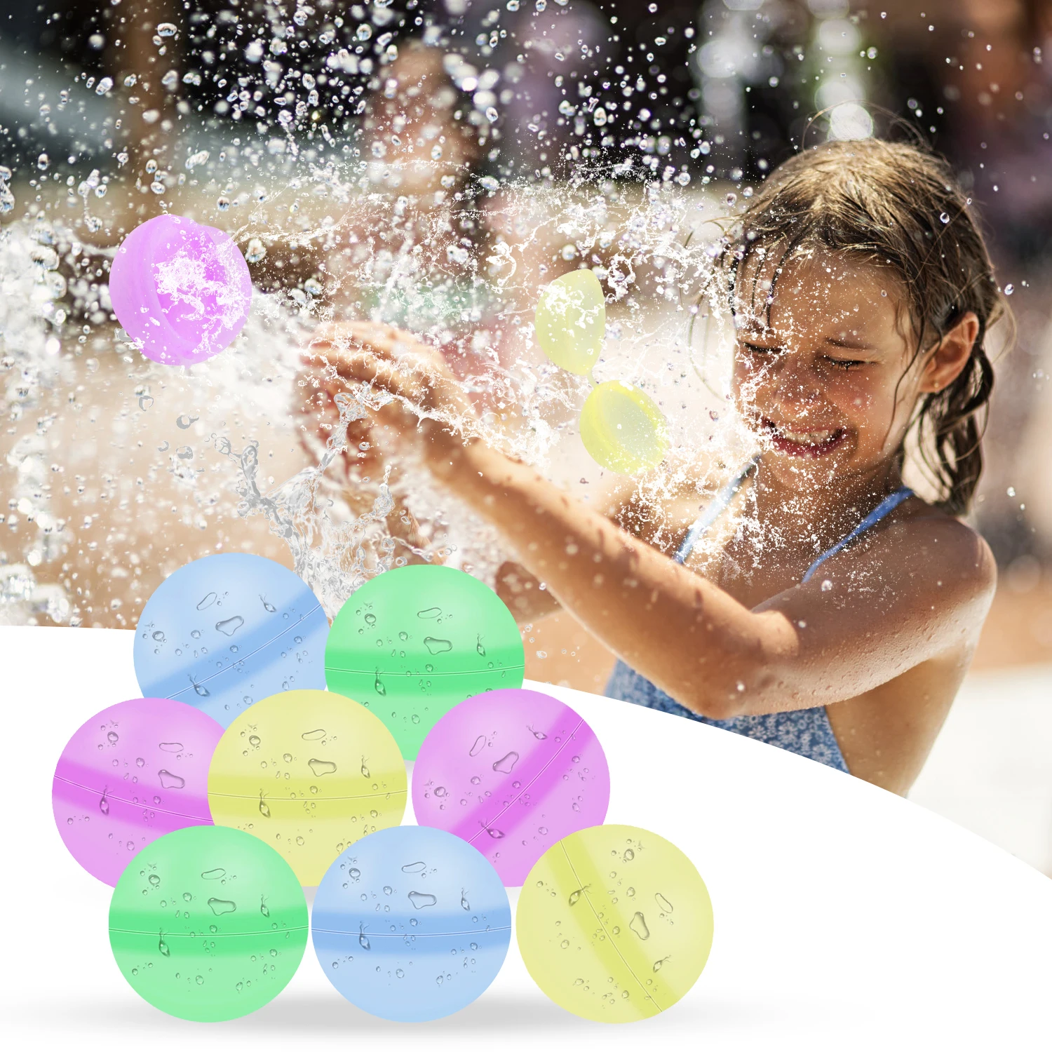 Water Balloons Reusable, Self Sealing & Quick Fill Water Balls Toys, Supplies for Family Outdoor Summer Games - Medium size 6cm 5