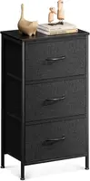 3 - Drawer Small Fabric Dresser for Bedroom Nightstand. Closet Organizers and Storage. Black 1