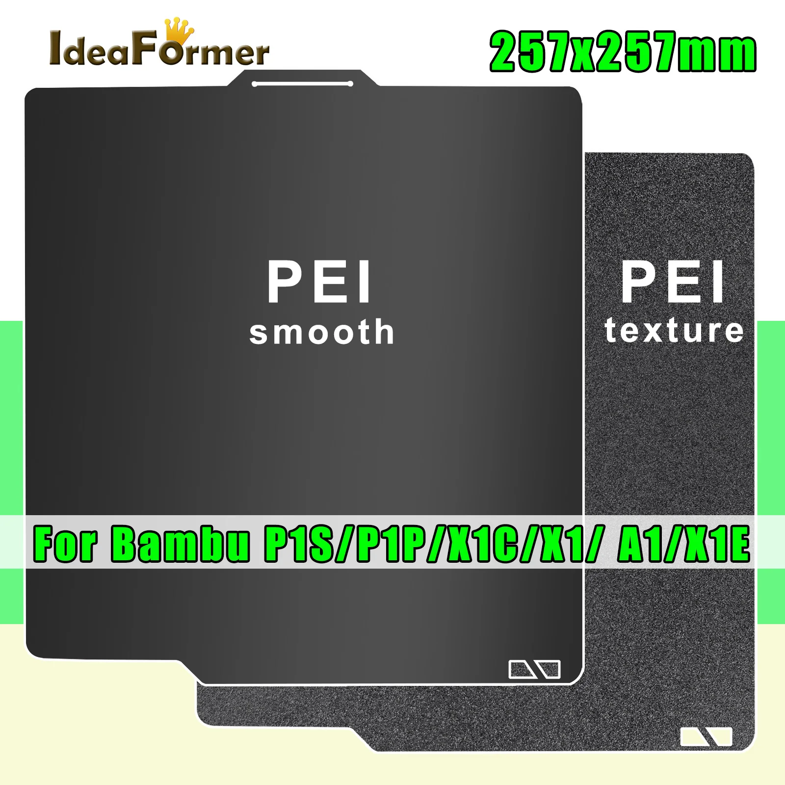 Pei Nero Liscio Per Bambu Lab Build Plate X1C A1 X1E Strutturato Pei P1P Double Sided Spring Steel Sheet Pei Per Bambulabs X1 P1S