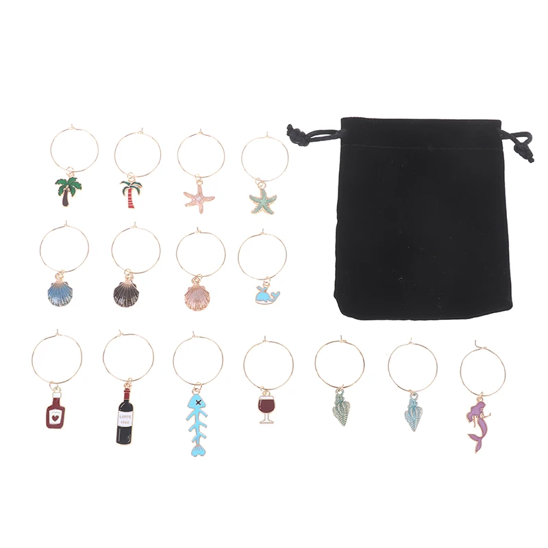 Christmas Wine Glass Charms Delicate Useful Durable Wine Cup Tags Cup Decorations Markers For House Party 15pcs wine glass marker