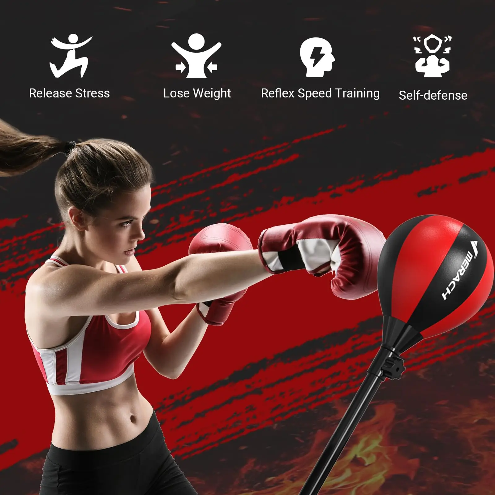 MERACH Punching Bag with Stand Punching Bag for Adults & Teens Adjustable Height Boxing for Stress Relief & Fitness Home Gym