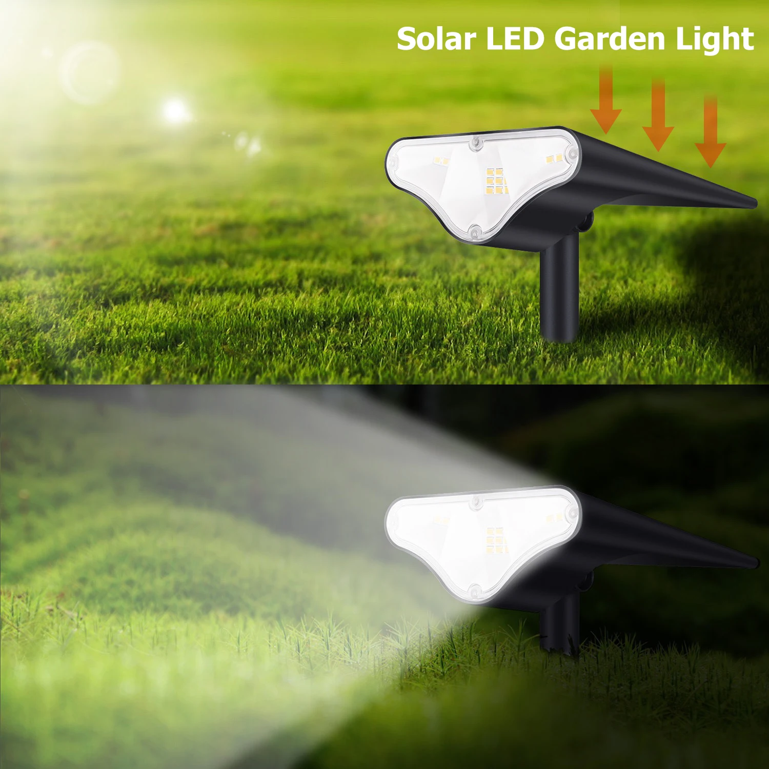 QACA Solar LED Landscape Spot Lights Outdoor,IP67 Waterproof Solar Garden Lamps,Solar Wall Lighting for Garden Yard Path Porch