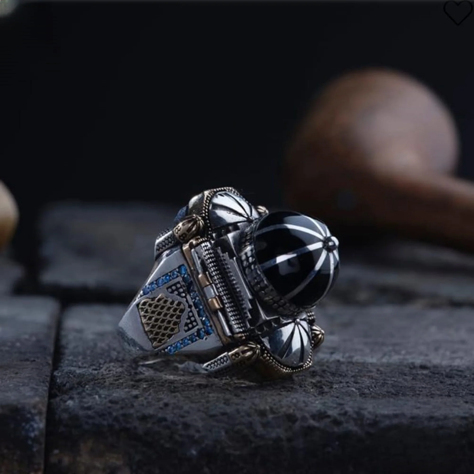 Cami Silver Men's Ring, Adjustable Size Handmade Ring, Handcrafted Men's Quran Capped Ring, Gift For Him