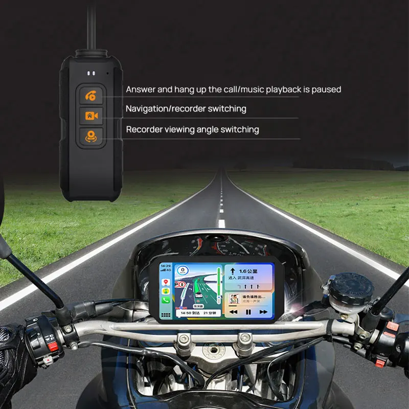 Enhanced Safety 6.25 Inch GPS Navigator for Motorcycles Wireless CarPlay with Front and Rear Cameras TPMS