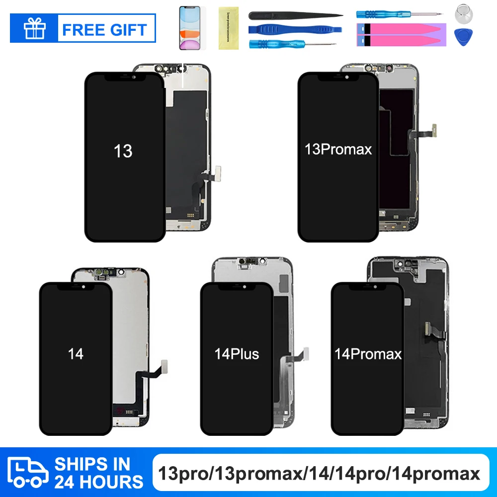 

For iPhone 13 Pro Max 13Pro 13 mini LCD Display With True Tone 3D Touch Screen Digitizer Screen Replacement For iPhone 14Pro Max