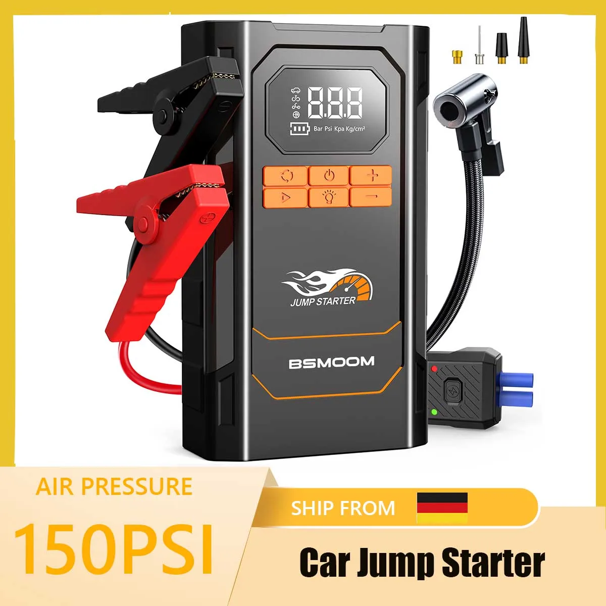 Accumulatori e caricabatterie di riserva per avviamento di emergenza per auto da 12 V - Pacco booster batteria portatile per veicoli morti, caricabatterie USB per telefoni, alimentazione energetica