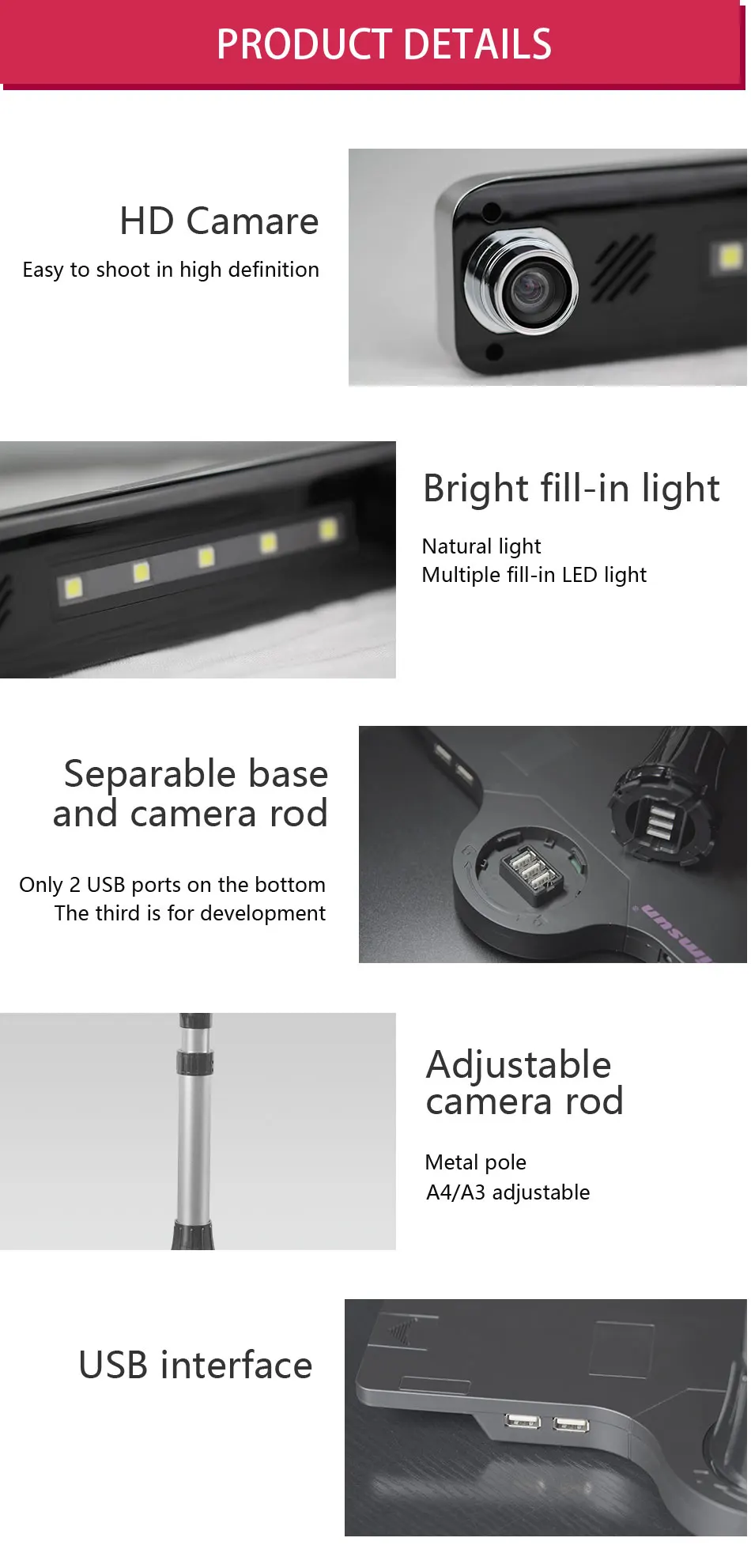 Scanner Q580 Book & Document Camera CimFAX, 5 Mega-pixel, Soft Base, Capture Size A4, English Software, for Office, Teaching 14