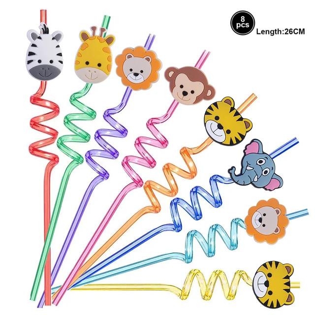 8 pcs pailles enfants reutilisables, Licorne Straws Spirale