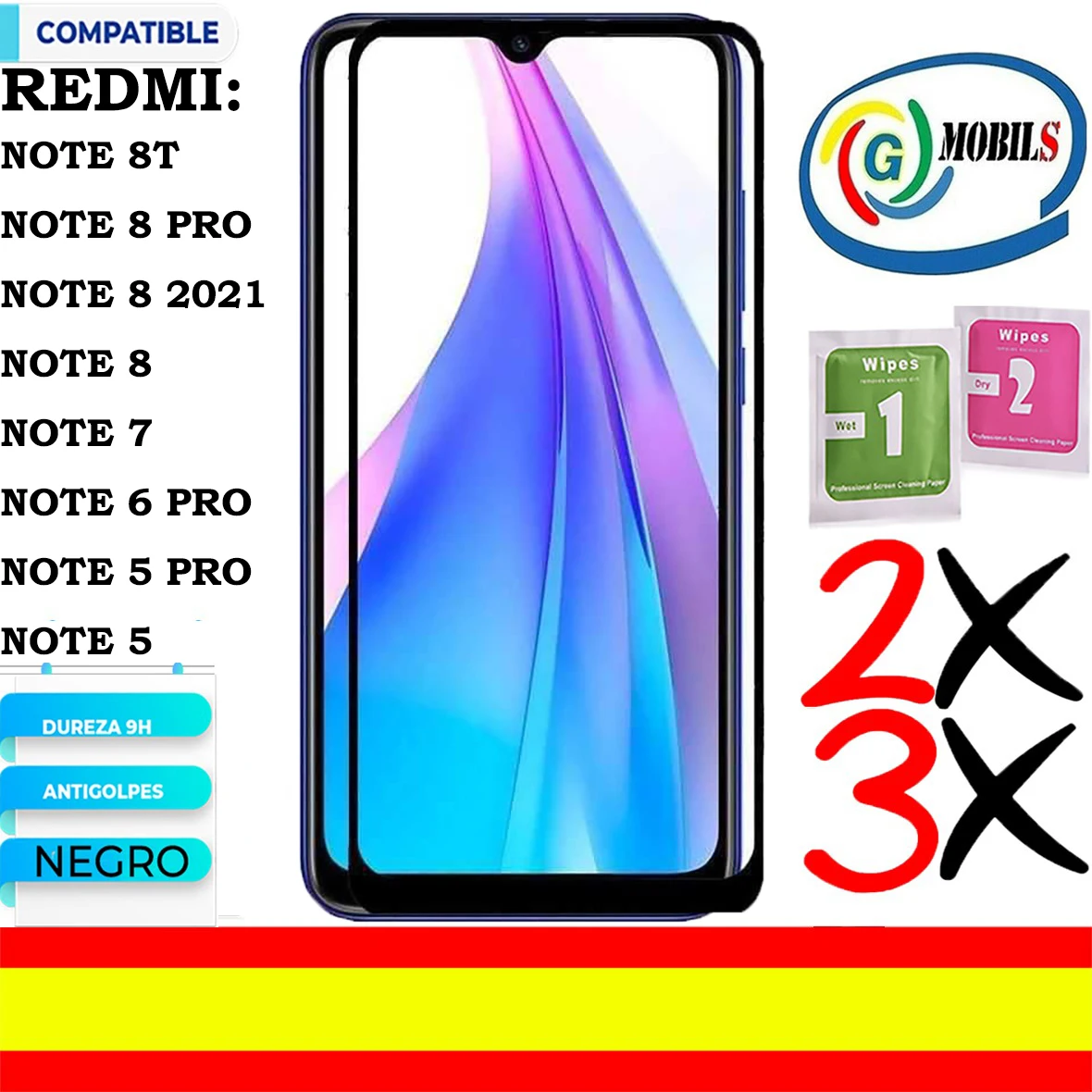 Xiaomi Redmi Note 8T Pellicola Salvaschermo Compatibile, Redmi Note 8 Pro, Redmi Note 8 2021, Redmi Note 7, Redmi Note 6 Pro, Redmi Note 5 Pro, Redmi 