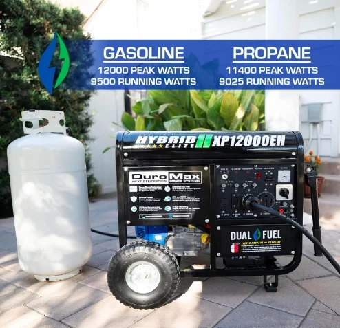 DuroMax XP12000EH Generator-12000 Watt Gas or Propane Powered Home Back Up & RV Ready, 50 State Approved Dual Fuel Electric Star