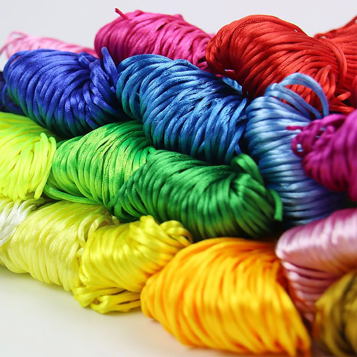 Chinese Knot Thread Rope Nylon Cord Braided Macrame Rattail Satin String 20M/Roll 1.5-2-2.5mm For Jewelry Bracelet Beading Line nylon cord macrame cord nylon rope satin cord