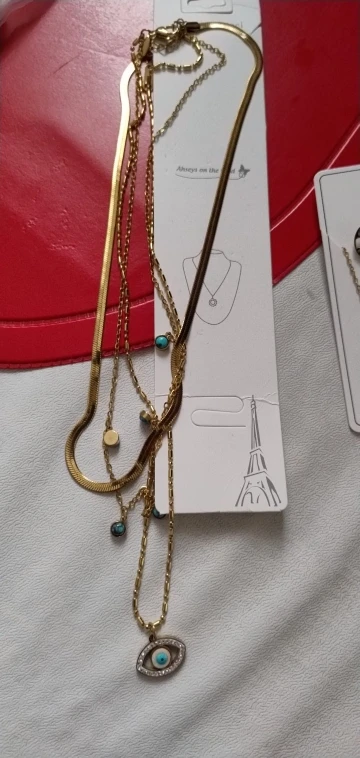 Layered Gold Pendant Necklace | Butterfly, Moon & Blue Eye photo review