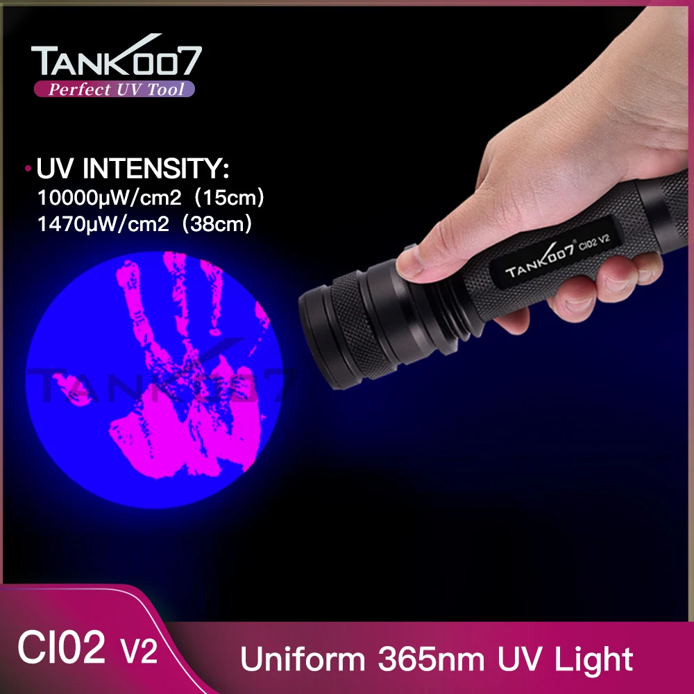 

TANK007 365nm/395nm High Power LED Flashlights UV Light Self Defense EDC Torch Tactical Flashlight CSI Rechargeable Blacklight
