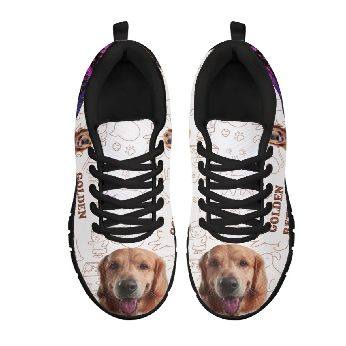 INSTANTARTS Brand Design Women's Casual Sneakers Golden Retriever Print Ladies Non-Slip Running Shoes Lightweight Flat Shoes Hot