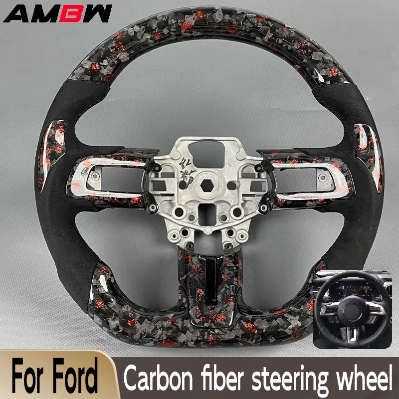 

for Ford Mustang 2015 2016 2017 2018 2019 2020 2021 2022 2023 Customized Carbon Fiber Steering Wheel Modified to Sports Style