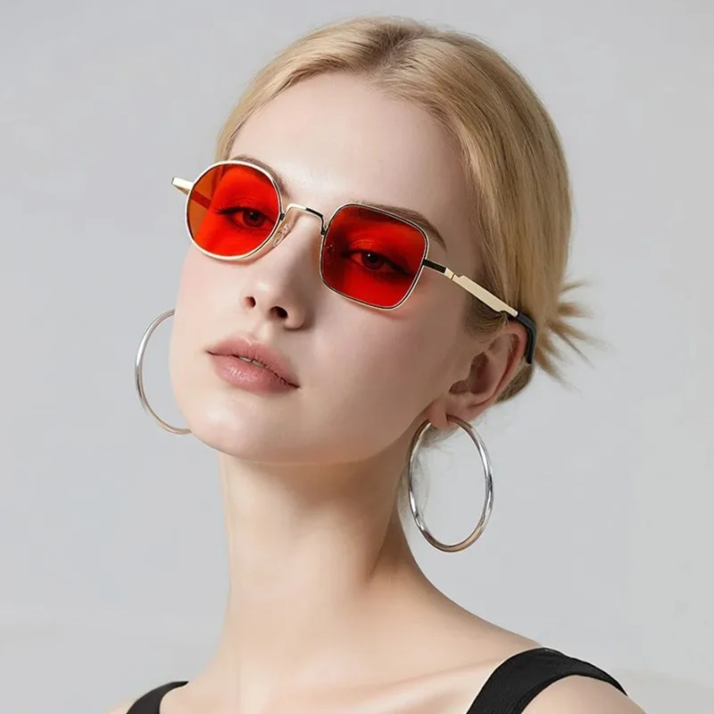 Vintage Asymmetric Metal Frame Sunglasses - Unisex Round & Square Design