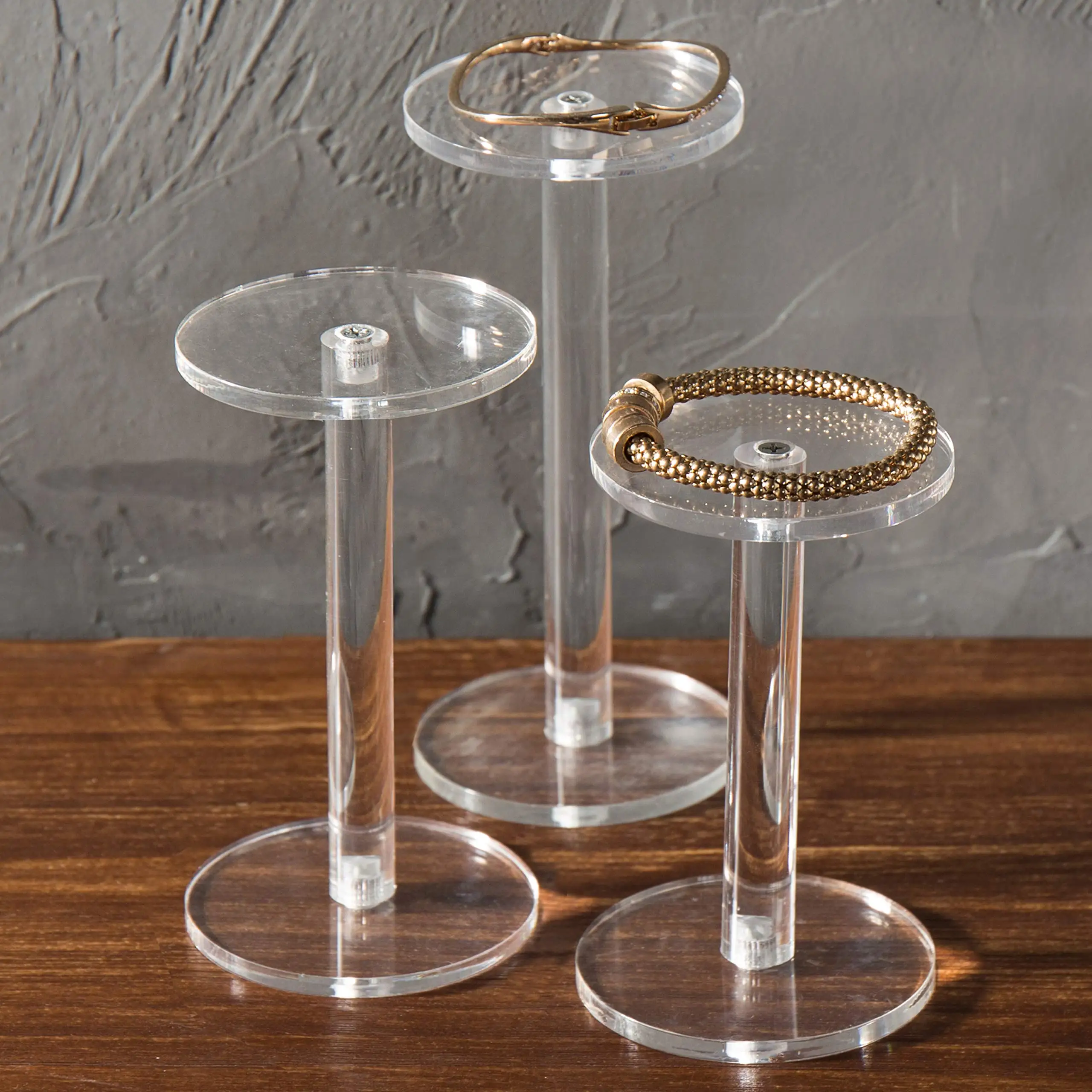

Clear Round Acrylic Display Riser, Jewelry and Watch Display Pedestal, Stands, Set of 3
