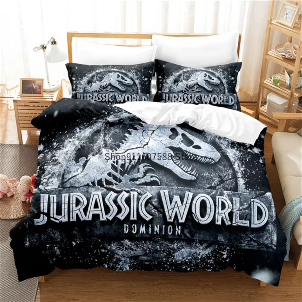 Red Jurassic Park Bedding Set Cartoon Home Textiles For Kids Bed Set Comforter Cover Bedroom Set Queen Dinosaur Duvet Cover 6