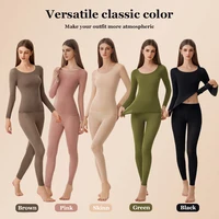 Sous-vêtements chauds Ultra-fins sans couture pour femmes, 2 pièces, haute élasticité, manches longues, haut ajusté, léger, Lingerie de nuit 2