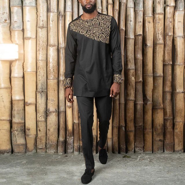Tejiri Patchwork Long-Sleeve Shirt And Trouser