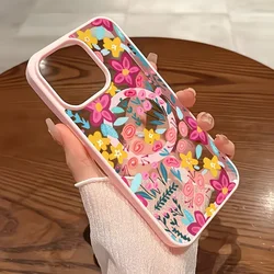 Vibrant Floral Magnetic Shock - Absorbing Phone Case - iPhone 13 Mini (Pink - LYH160)