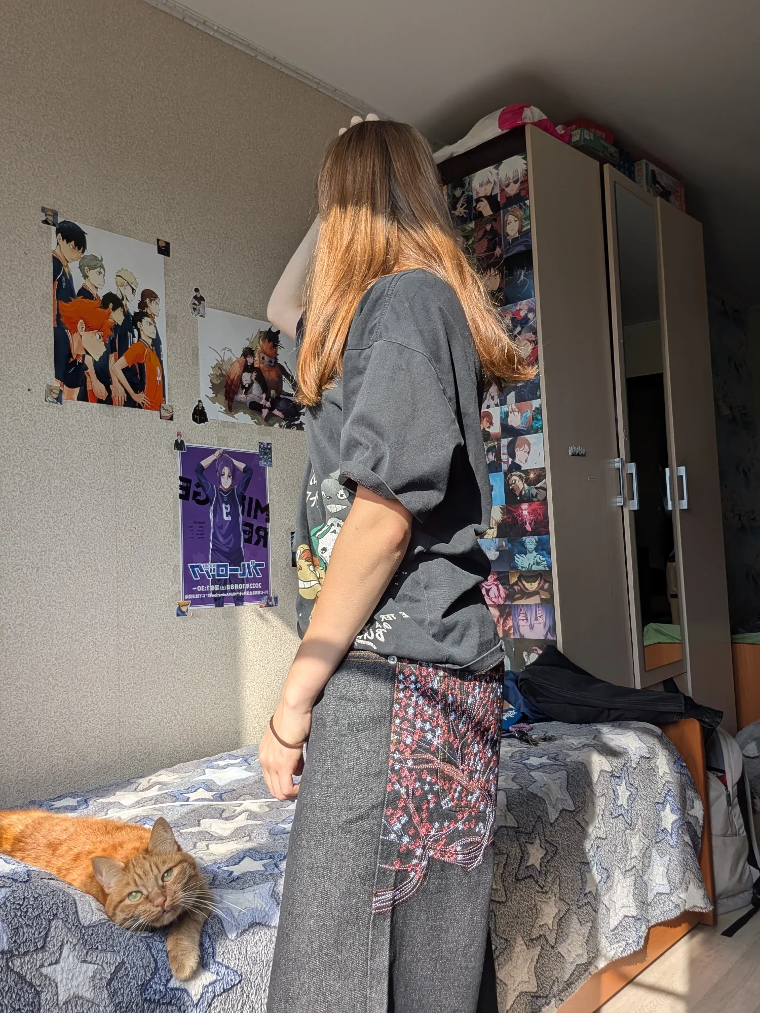 Y2K Harajuku jeans Goth vintage plum blossom embroidery pattern wide leg pants men women denim fabric American style street wear photo review