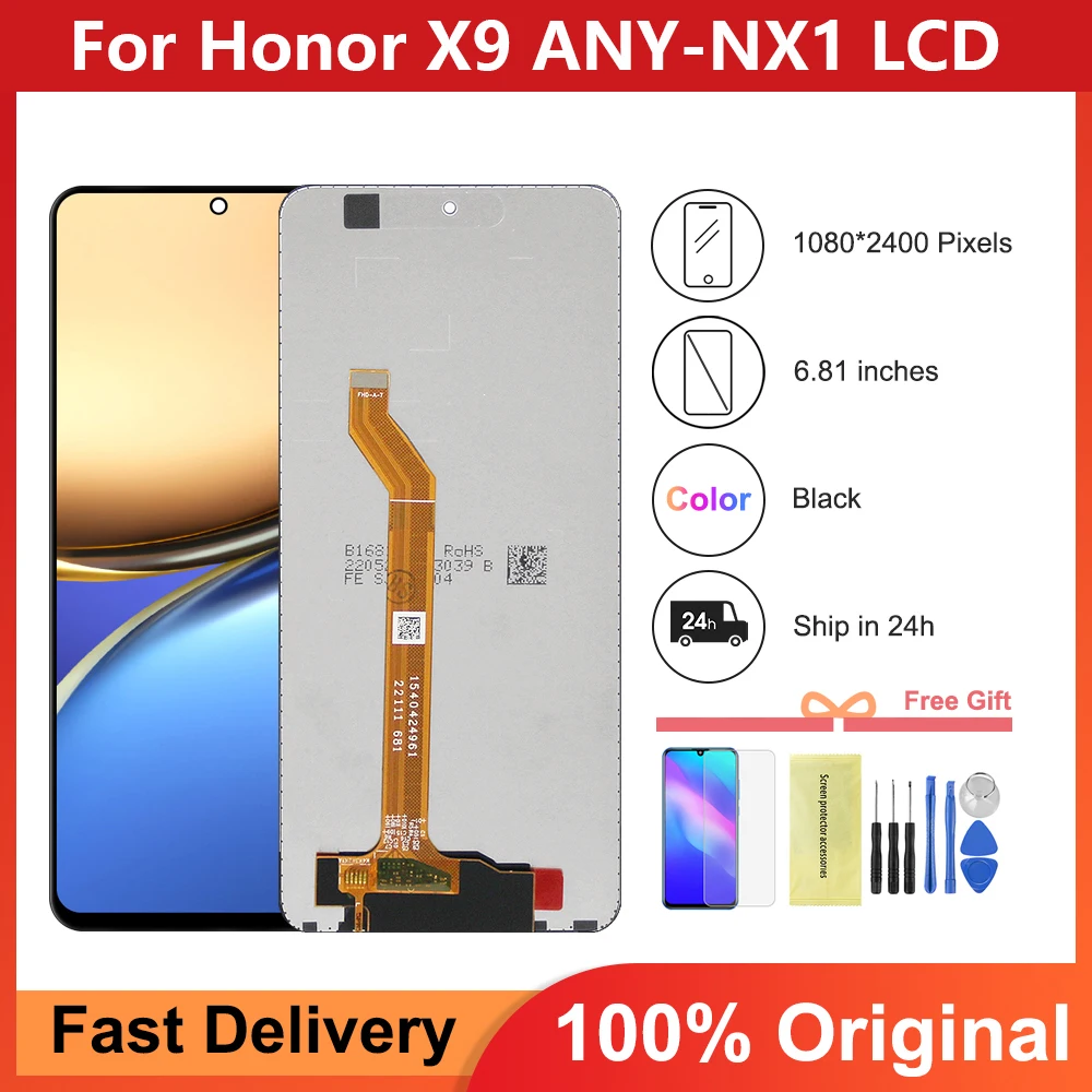 

6.81" Original For Honor X9 4G/5G LCD Display Screen Touch Panel Digitizer Assembly For Honor X9 ANY-NX1 Screen with Frame