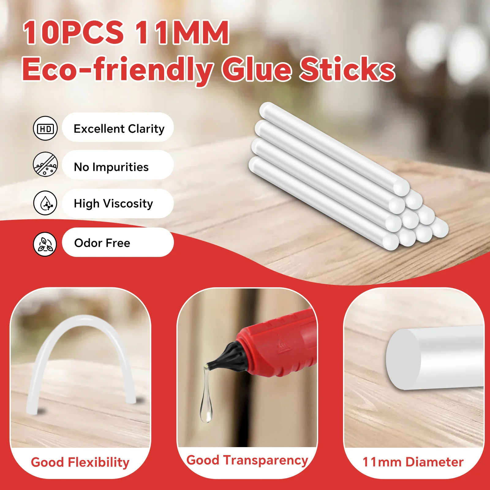 100W Cordless Electric Hot Melt Glue Gun Home Repair Tool with 10pcs 11mm Glue S