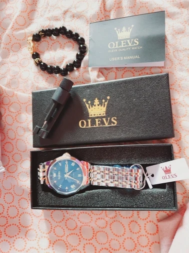 OLEVS Men's Watches Rhombus Mirror Original Quartz Watch photo review