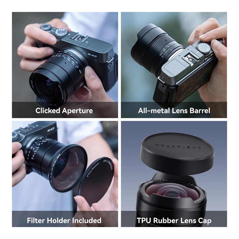 티티아티산 APS-C 10mm F2 ASPH. 후지 X-T200 X-T30 II A6500 A7R III 니콘 Z5 캐논 R50용 광각 프라임 카메라 렌즈