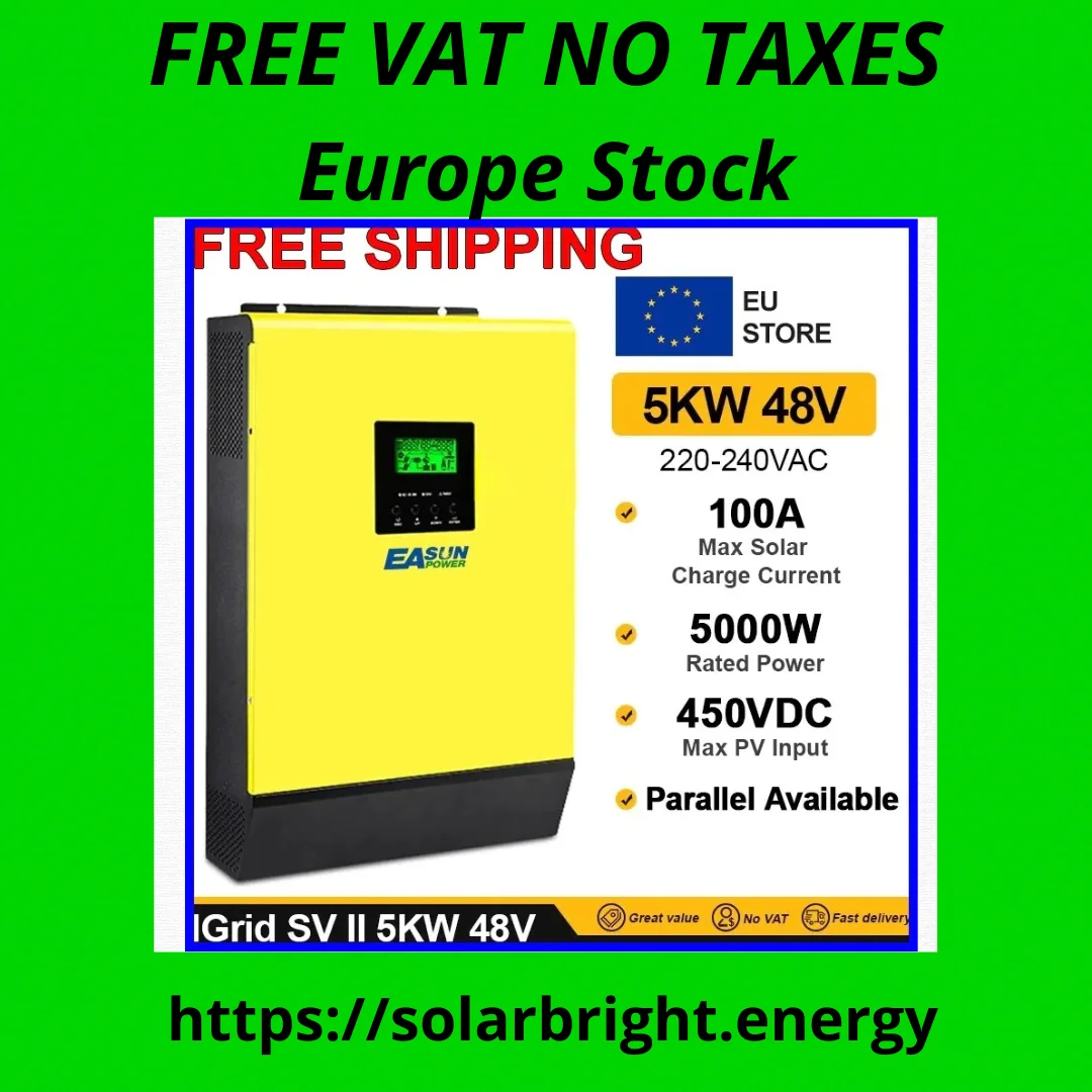

NEW POWER 5000W Hybrid Solar Power Inverter 48v 230vac Grid Tied + Off Grid 100A MPPT Solar Charger 450vdc PV Input