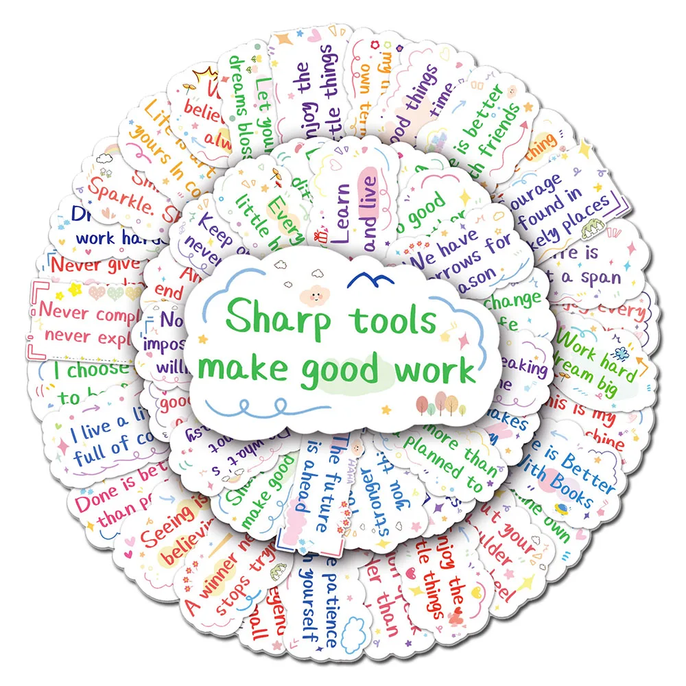 10/30/50Pcs Stile Cloud Inspirational Frasi Inglesi Adesivi Positivi Decalcomanie Ottimistiche Decorazione Fai Da Te Bike Scrapbook Car Wall