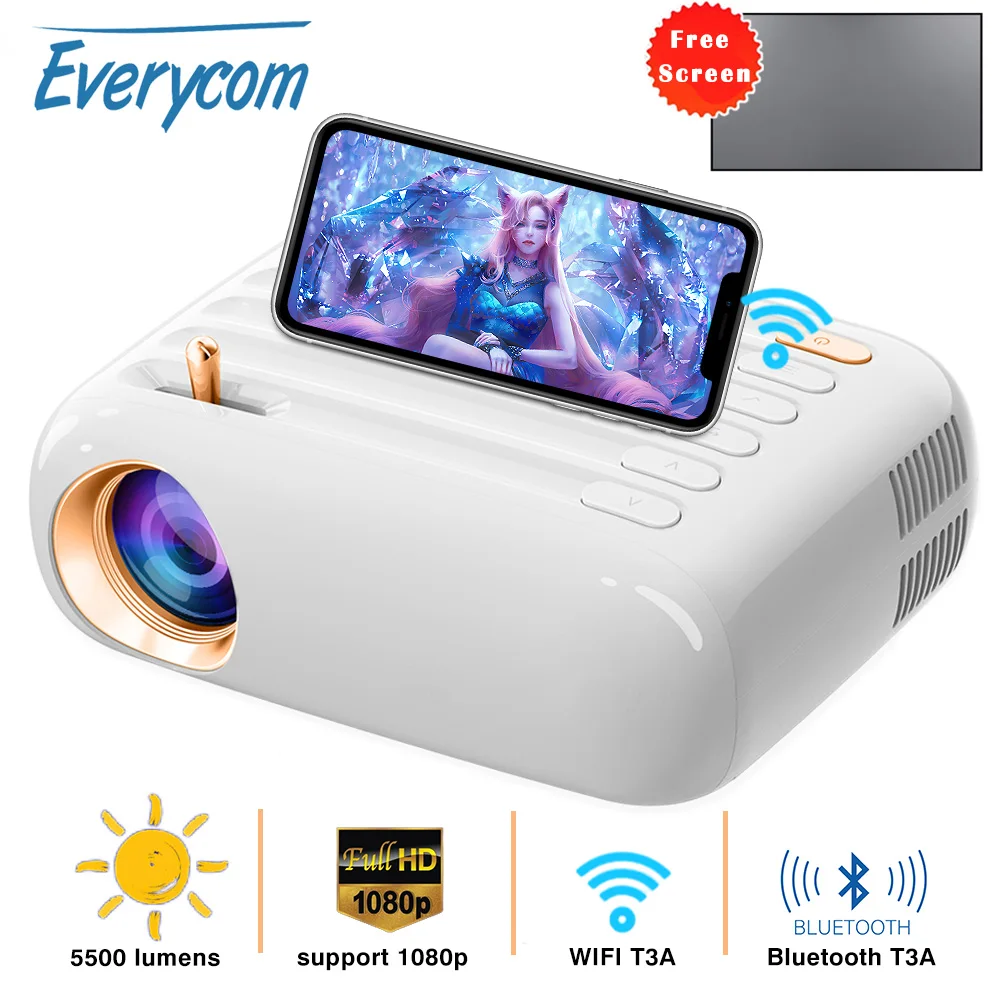 Everycom T3 1080P умный ТВ-проектор для домашнего кинотеатра портативные мини-проекторы
