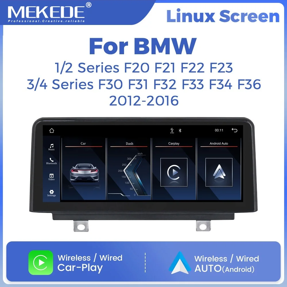 Radio para coche MEKEDE Linux para BMW Serie 1 2 3 4 F20 F21 F22 F30 F31 F32 F33 F34 F36, Android Inalámbrico, Carplay, Auto WIFI, SWC, BT, GPS 1