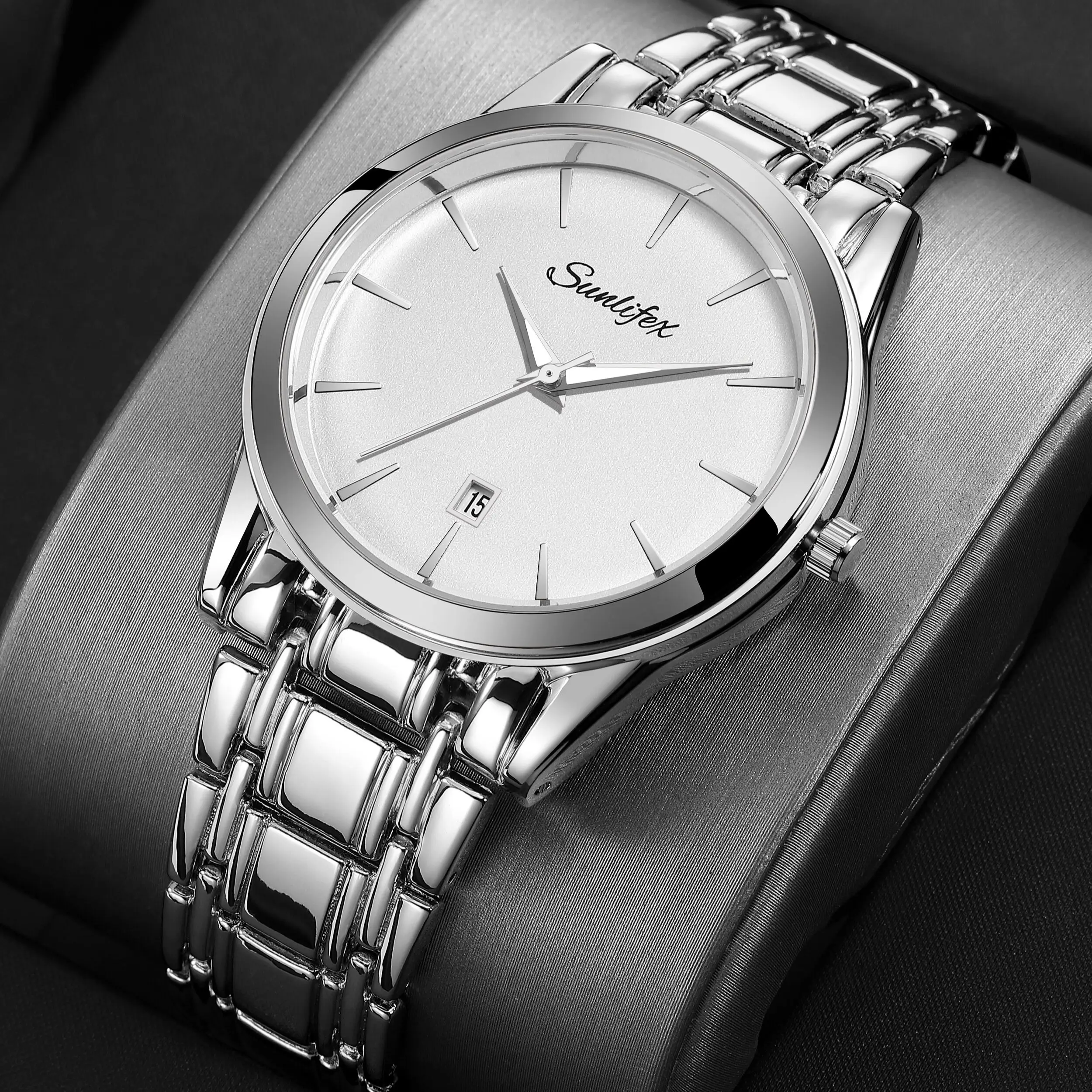 Top Watch For Men Movement 3ATM Quartz Watches Calendar Watch Steel Wristwatch Blue Crystal Clock Relogio Masculino 2023 Gift