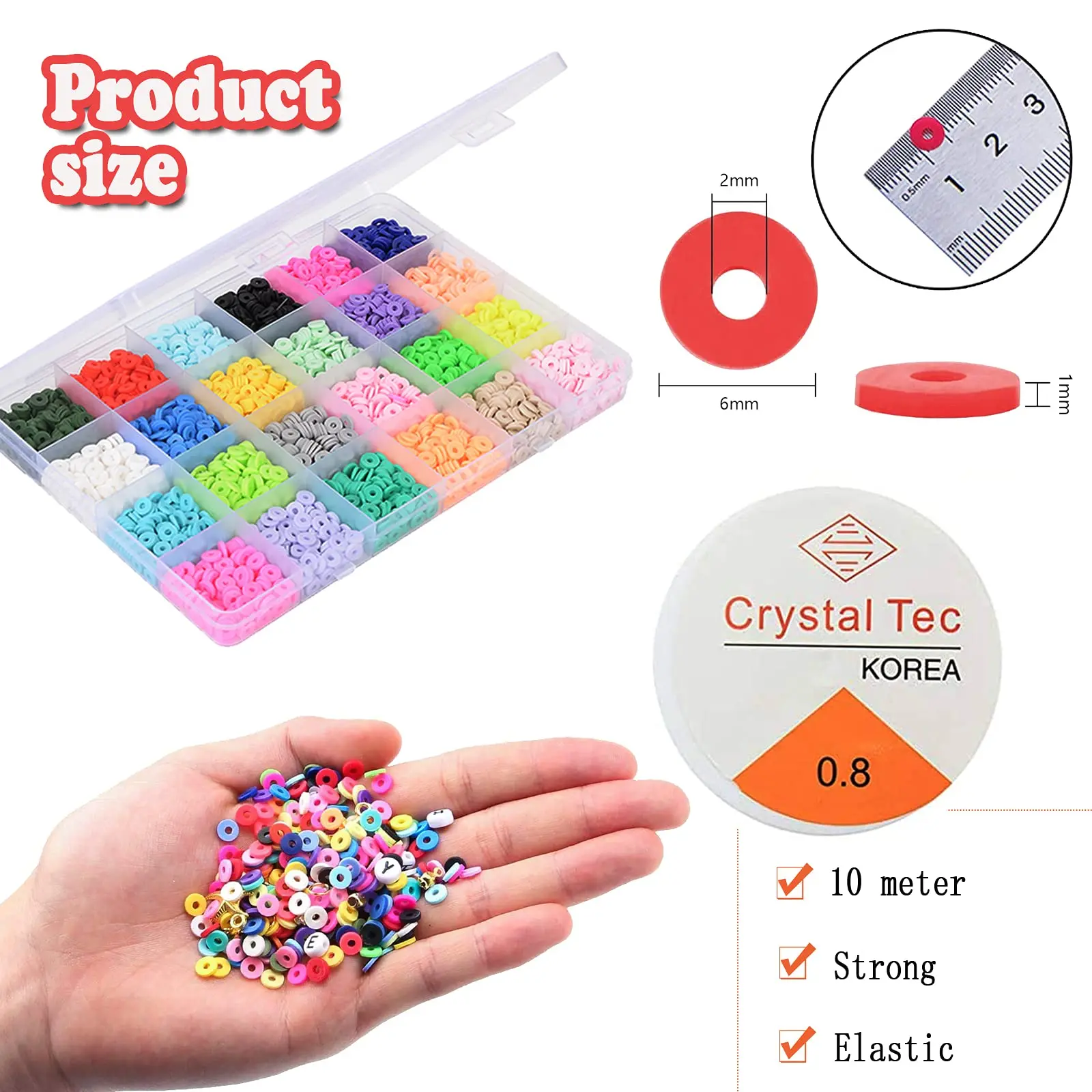 150-Piece Polymer Clay Beads Assorted – 6mm, 8mm, 10mm, 12mm Round Beads For DIY Jewelry & Crafts - View #9